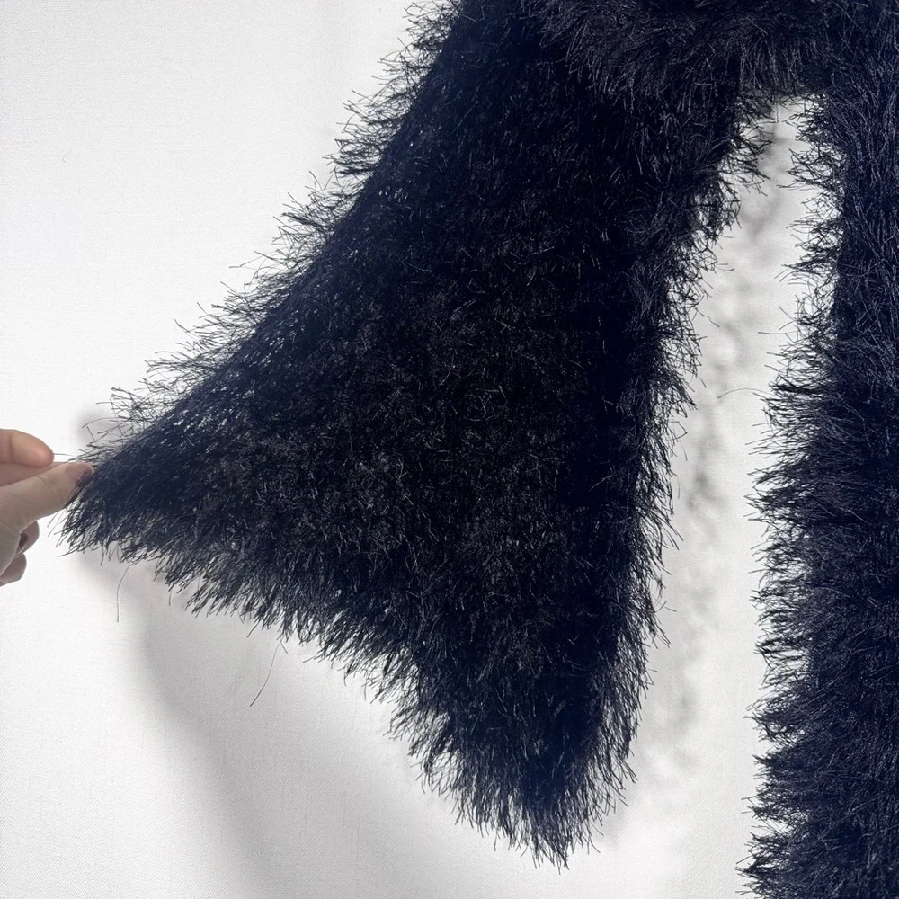 Vintage Style Black Eyelash Knit Scarf